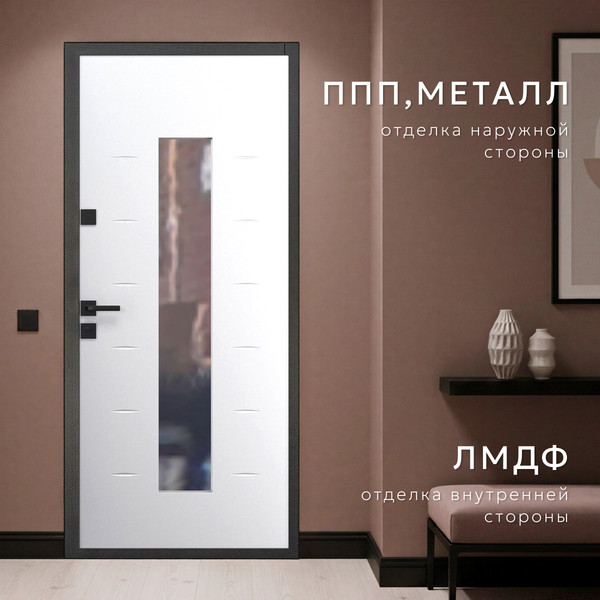 Изображение товара Входная дверь Guard Inox Black 96x205 правая (графит/экосатин белый)