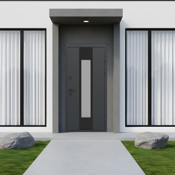 Изображение товара Входная дверь Guard Inox Black 96x205 правая (графит/экосатин белый)