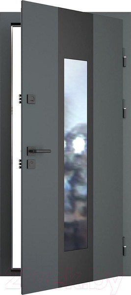 Изображение товара Входная дверь Guard Inox Black 96x205 правая (графит/экосатин белый)
