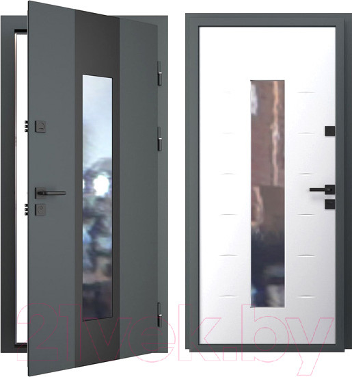 Изображение товара Входная дверь Guard Inox Black 96x205 правая (графит/экосатин белый)