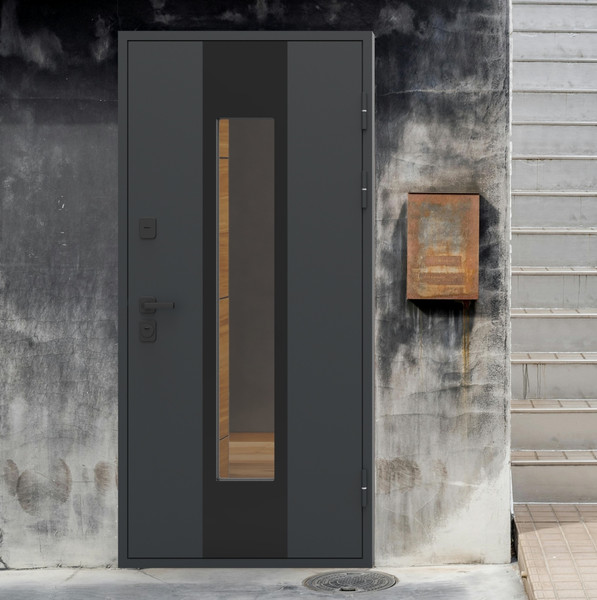 Изображение товара Входная дверь Guard Inox Black 96x205 правая (графит/экосатин белый)