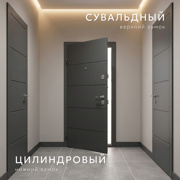 Изображение товара Входная дверь Guard Eva 96x205 левая (графит/бьянко)