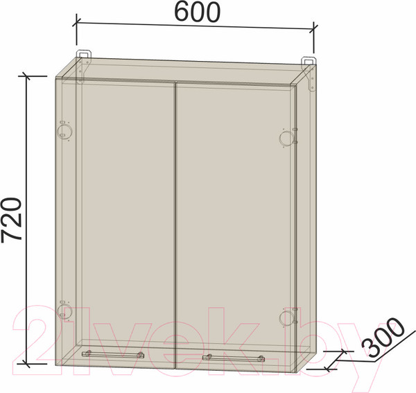 Изображение товара Шкаф навесной для кухни Интерлиния Компо ВШС60-720-2дв (бетон)