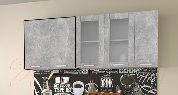 Изображение товара Шкаф навесной для кухни Интерлиния Компо ВШС80-720-2дв (бетон)