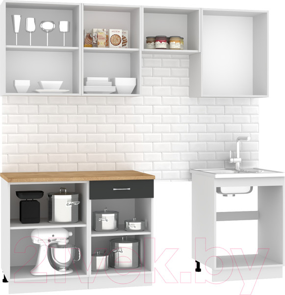 Изображение товара Кухонный гарнитур Mio Tesoro Экстра-лайт 2.2 (антрацит/дуб бунратти)