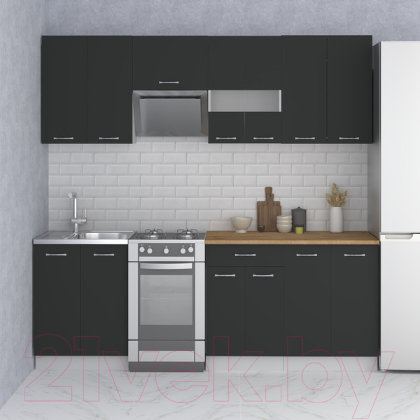 Изображение товара Кухонный гарнитур Mio Tesoro Экстра-лайт 2.2 (антрацит/дуб бунратти)
