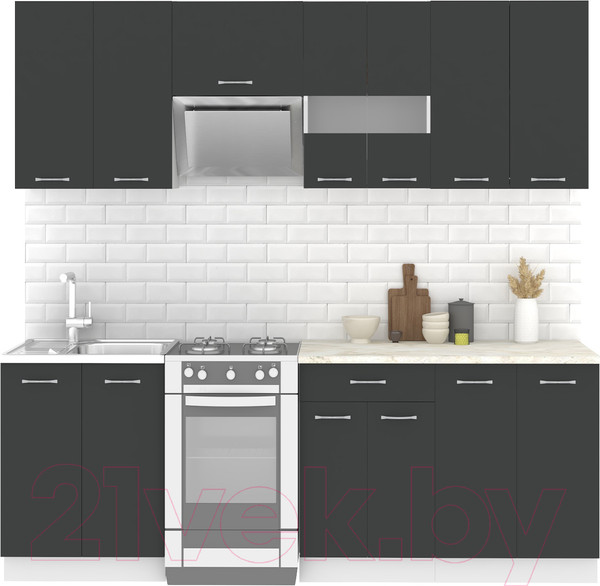 Изображение товара Кухонный гарнитур Mio Tesoro Экстра-лайт 2.2 (антрацит/королевский опал)