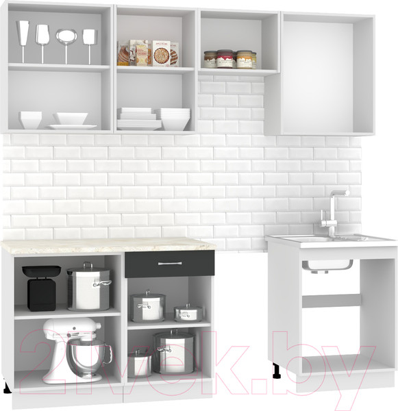 Изображение товара Кухонный гарнитур Mio Tesoro Экстра-лайт 2.2 (антрацит/королевский опал)