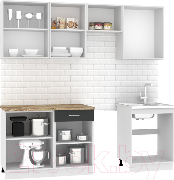 Изображение товара Кухонный гарнитур Mio Tesoro Экстра-лайт 2.2 (антрацит/мадрид)