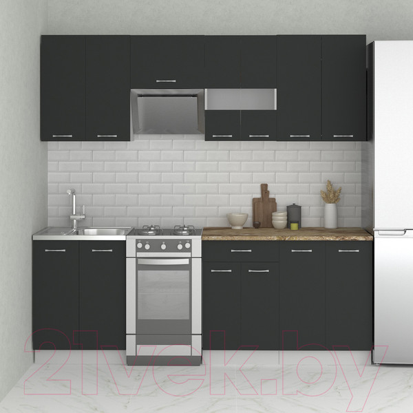 Изображение товара Кухонный гарнитур Mio Tesoro Экстра-лайт 2.2 (антрацит/мадрид)