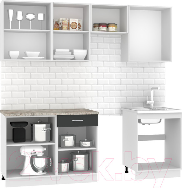 Изображение товара Кухонный гарнитур Mio Tesoro Экстра-лайт 2.2 (антрацит/марсель)