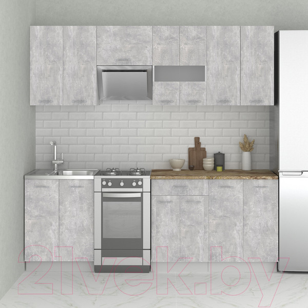 Изображение товара Кухонный гарнитур Mio Tesoro Экстра-лайт 2.2 (ателье светлый/мадрид)