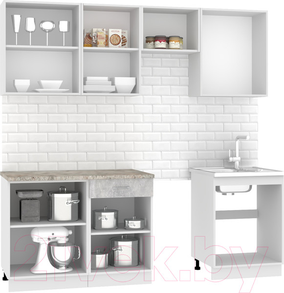 Изображение товара Кухонный гарнитур Mio Tesoro Экстра-лайт 2.2 (ателье светлый/марсель)