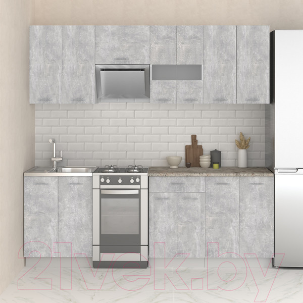 Изображение товара Кухонный гарнитур Mio Tesoro Экстра-лайт 2.2 (ателье светлый/марсель)