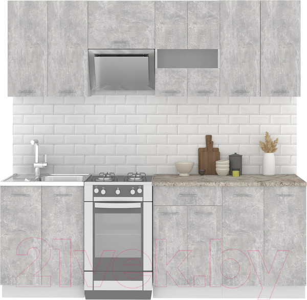 Изображение товара Кухонный гарнитур Mio Tesoro Экстра-лайт 2.2 (ателье светлый/марсель)