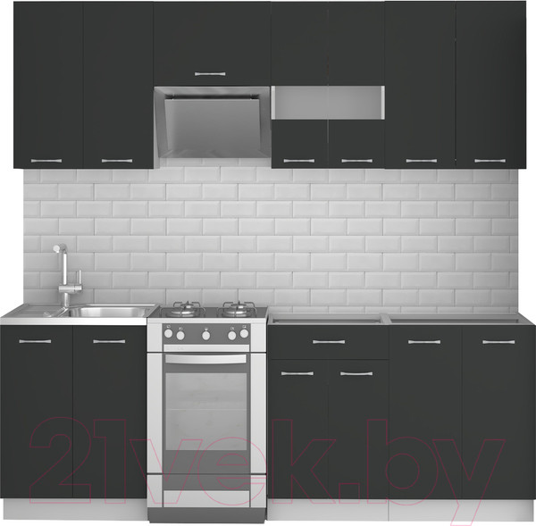 Изображение товара Кухонный гарнитур Mio Tesoro Экстра-лайт 2.2 без столешницы (антрацит)