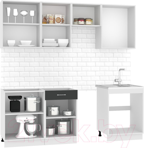 Изображение товара Кухонный гарнитур Mio Tesoro Экстра-лайт 2.2 без столешницы (антрацит)