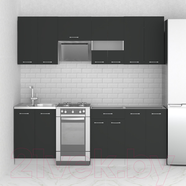Изображение товара Кухонный гарнитур Mio Tesoro Экстра-лайт 2.2 без столешницы (антрацит)