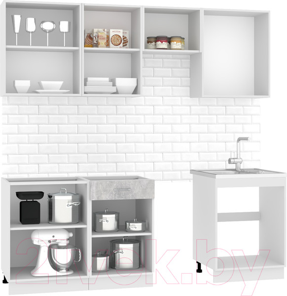 Изображение товара Кухонный гарнитур Mio Tesoro Экстра-лайт 2.2 без столешницы (ателье светлый)