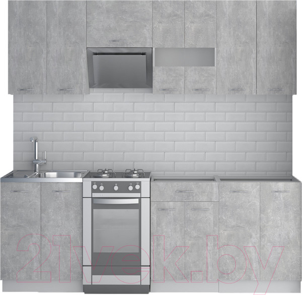 Изображение товара Кухонный гарнитур Mio Tesoro Экстра-лайт 2.2 без столешницы (ателье светлый)