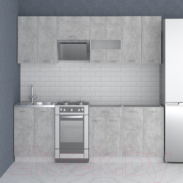 Изображение товара Кухонный гарнитур Mio Tesoro Экстра-лайт 2.2 без столешницы (ателье светлый)