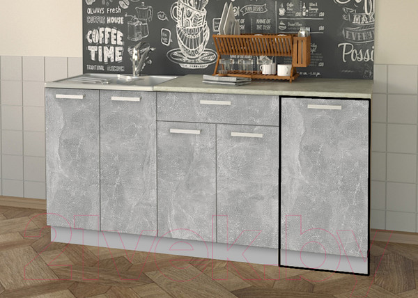 Изображение товара Шкаф-стол кухонный Интерлиния Компо НШ40р-1дв (бетон)