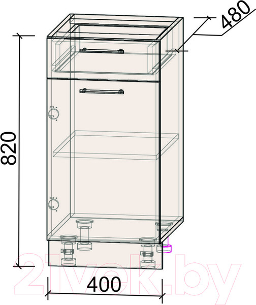 Изображение товара Шкаф-стол кухонный Интерлиния Компо НШ40рш1 (бетон)
