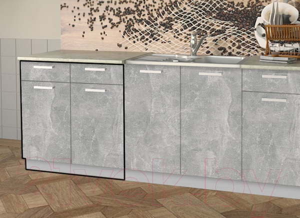 Изображение товара Шкаф-стол кухонный Интерлиния Компо НШ80рш2 (бетон)