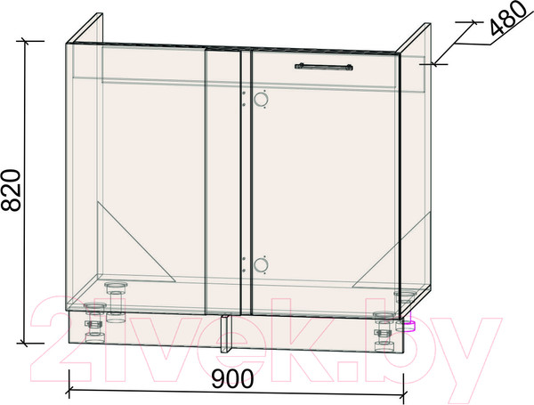 Изображение товара Шкаф под мойку Интерлиния Компо НШ98-М.П (бетон)