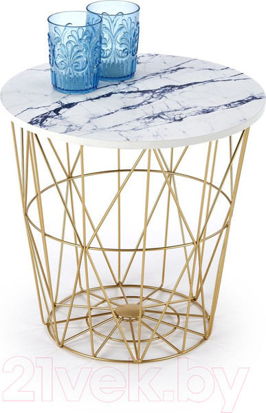 Изображение товара Журнальный столик Halmar Harissa G / V-CH-HARISSA_G-LAW-BIALY (золото/белый мрамор)