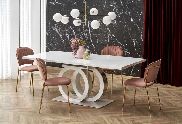 Изображение товара Обеденный стол Halmar Galardo 160-200x90x76 (белый/золото)