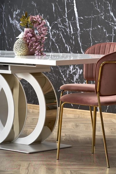 Изображение товара Обеденный стол Halmar Galardo 160-200x90x76 (белый/золото)