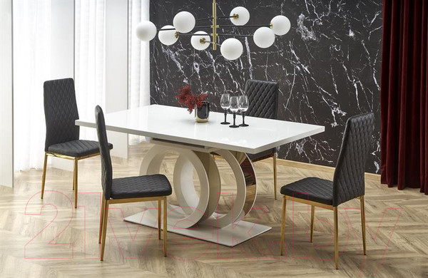 Изображение товара Обеденный стол Halmar Galardo 160-200x90x76 (белый/золото)