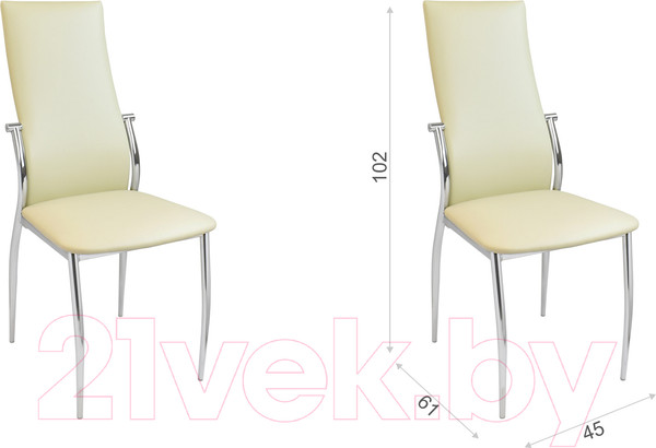 Изображение товара Стул Гальваник Комфорт с утонением (эмаль серебро/Santorini 0427 слоновая кость)