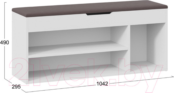 Изображение товара Тумба в прихожую ТриЯ Тип 12 (белый ясень/велюр серый)