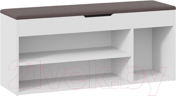 Изображение товара Тумба в прихожую ТриЯ Тип 12 (белый ясень/велюр серый)