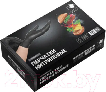 Изображение товара Перчатки одноразовые A.D.M Нитриловые SEMPB4 (XL, 100шт, черный)