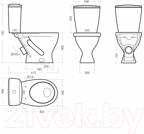 Изображение товара Унитаз напольный Sanita Эталон WC.CC/Etalon/1-P/WHT.G/S1