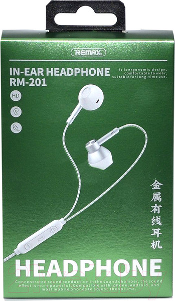 Изображение товара Наушники-гарнитура Remax RM-201 (серебристый)