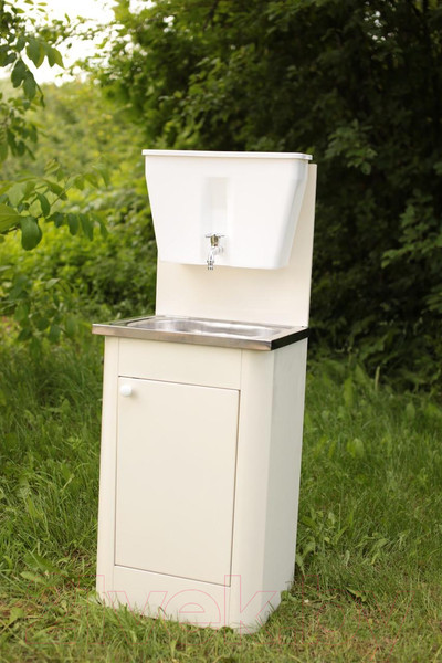 Изображение товара Умывальник для дачи Петромаш С бачком УМ-10 / slkptr103 (бежевый/мойка нержавейка)