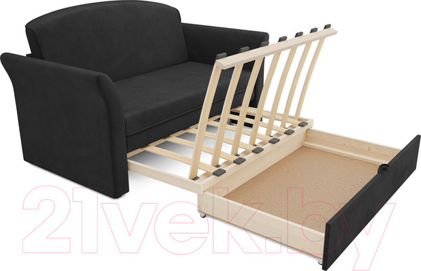 Изображение товара Диван Mebel-Ars Малютка №2 (велюр черный НВ-178 17)