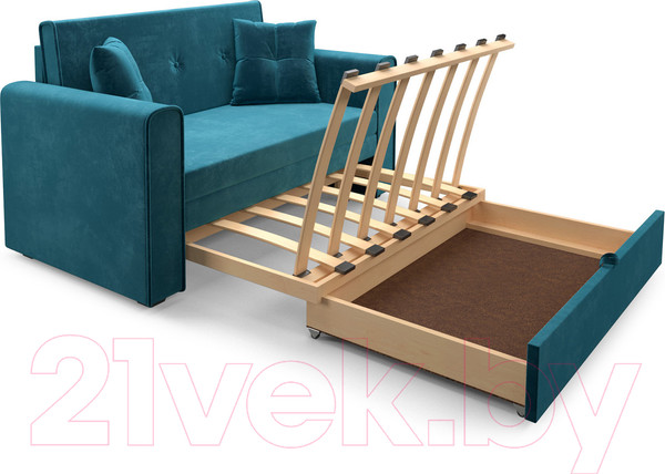 Изображение товара Диван Mebel-Ars Санта (бархат сине-зеленый Star Velvet 43 Black Green)