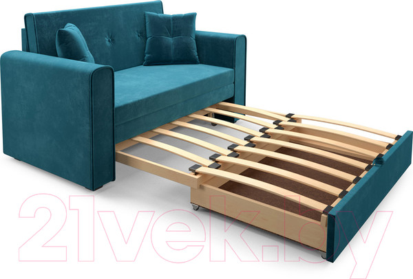 Изображение товара Диван Mebel-Ars Санта (бархат сине-зеленый Star Velvet 43 Black Green)