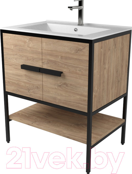 Изображение товара Тумба под умывальник Дабер 010 Andrea Elen 80 / Т10.8А.2.6 (дуб канзас/коричневый)