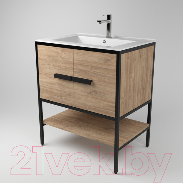 Изображение товара Тумба под умывальник Дабер 010 Andrea Elen 80 / Т10.8А.2.6 (дуб канзас/коричневый)