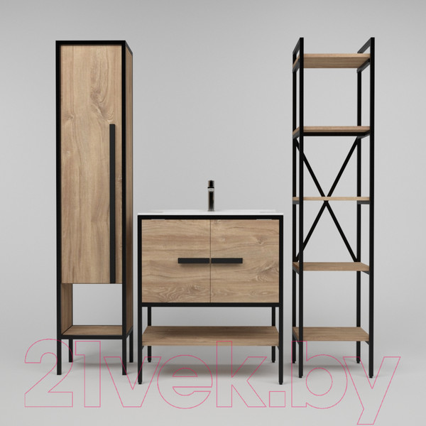 Изображение товара Тумба под умывальник Дабер 010 Andrea Elen 80 / Т10.8А.2.6 (дуб канзас/коричневый)