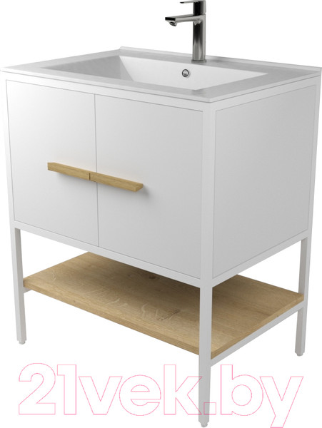 Изображение товара Тумба под умывальник Дабер 010 Andrea Elen 80 / Т10.8А.1.5 (белый/дуб гамильтон натуральный)