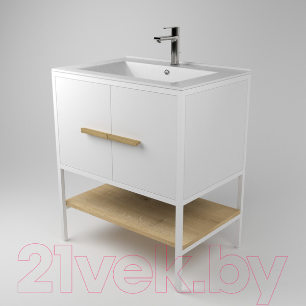 Изображение товара Тумба под умывальник Дабер 010 Andrea Elen 80 / Т10.8А.1.5 (белый/дуб гамильтон натуральный)