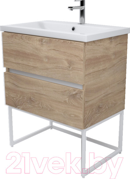 Изображение товара Тумба под умывальник Дабер 012 Andrea Elen 80 / Т12.8А.1.6Б (дуб канзас коричневый/белый)