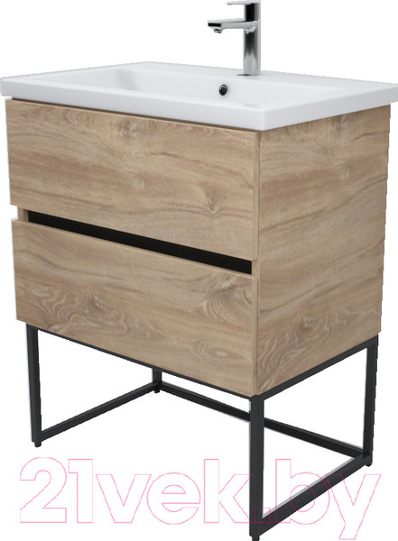 Изображение товара Тумба под умывальник Дабер 012 Andrea Elen 80 / Т12.8А.1.6Ч (дуб канзас коричневый/черный)